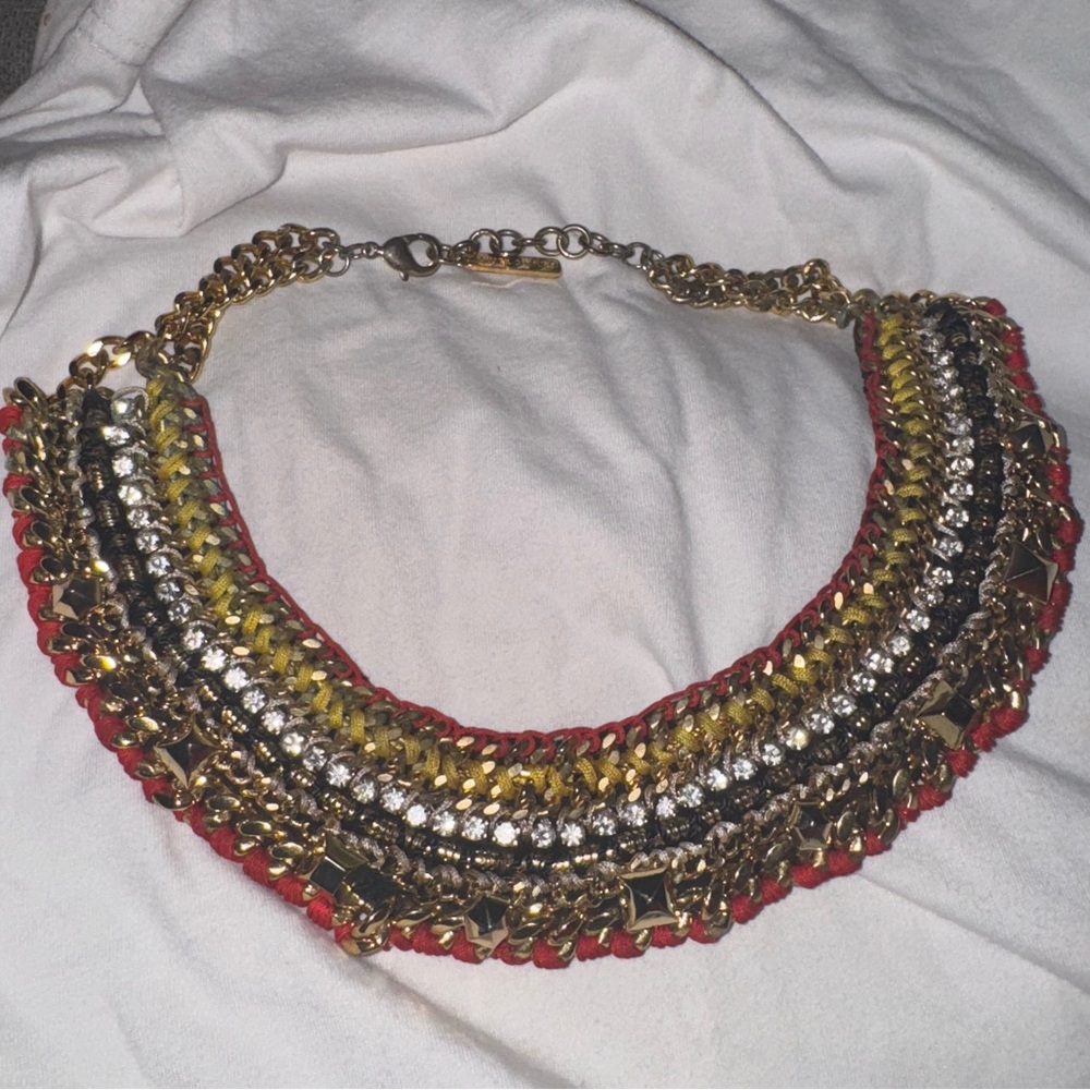 Stella & Dot Gold and Red Statement Necklace